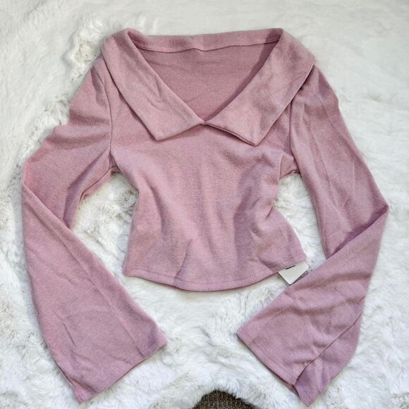 Dazy Sweaters - Dazy Women's Pink Collared Jumper